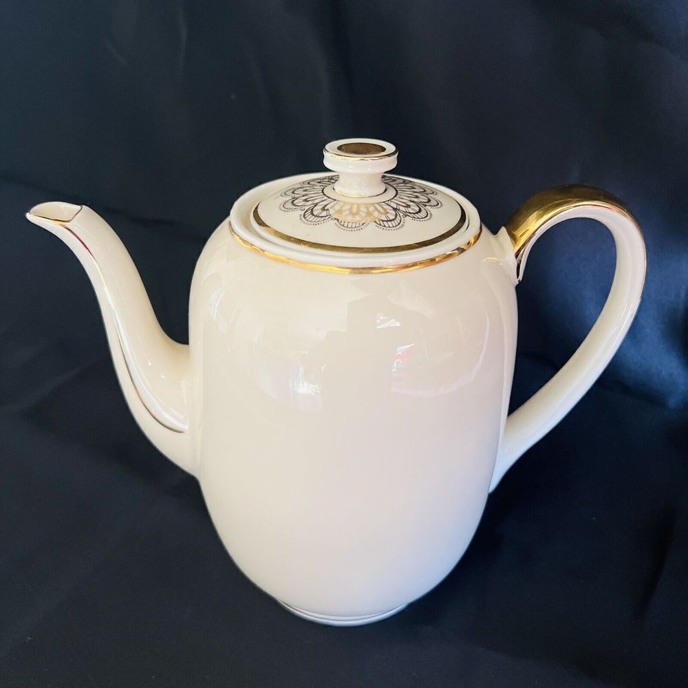 Vintage Schumann Bavaria Germany Gold Gild Ivory Large Coffee Or Teapot NICE